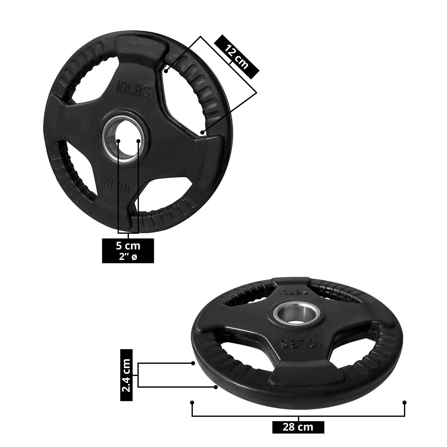 Par de Discos Olímpicos Recubiertos de 4 Agarres 10 Lb. - Imagen 3