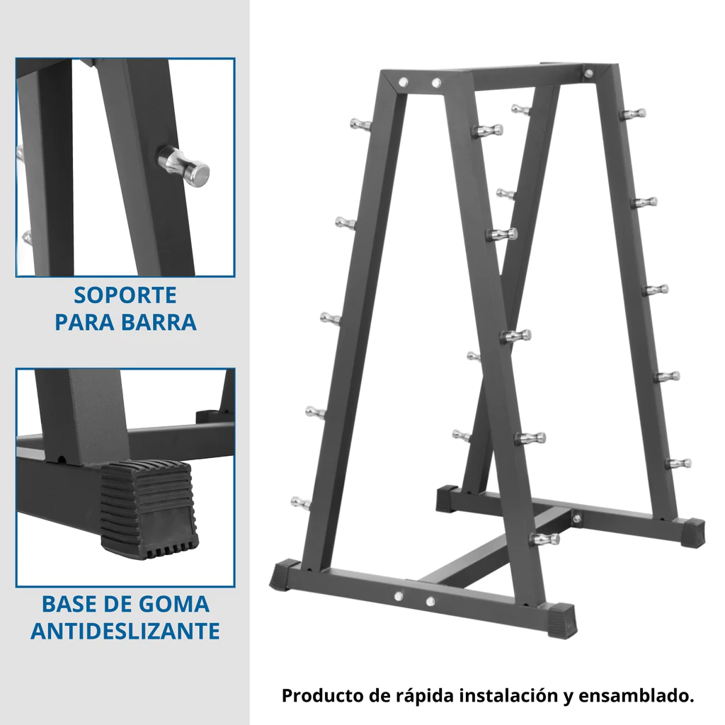 Rack Uso Rudo con 10 Barras de 20 a 60 Lb. - Yim Sports - Imagen 5
