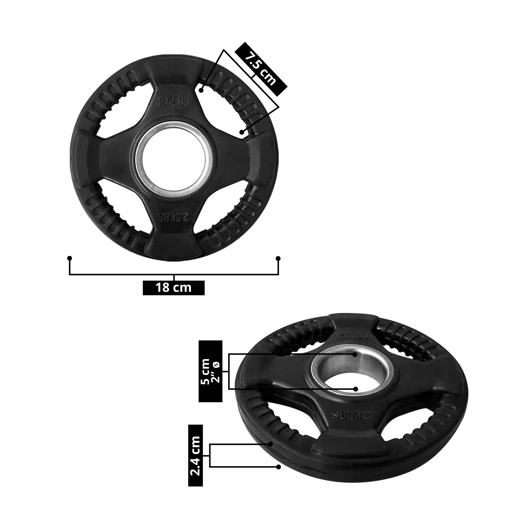Par de Discos Olímpicos Recubiertos de 4 Agarres 2.5 Lb. - Imagen 4