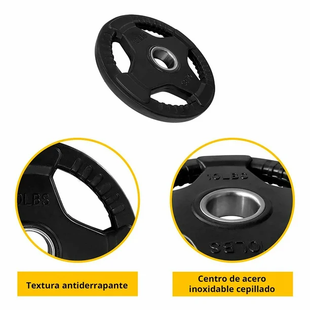 Par de Discos Olímpicos Recubiertos de 4 Agarres 10 Lb. - Imagen 4