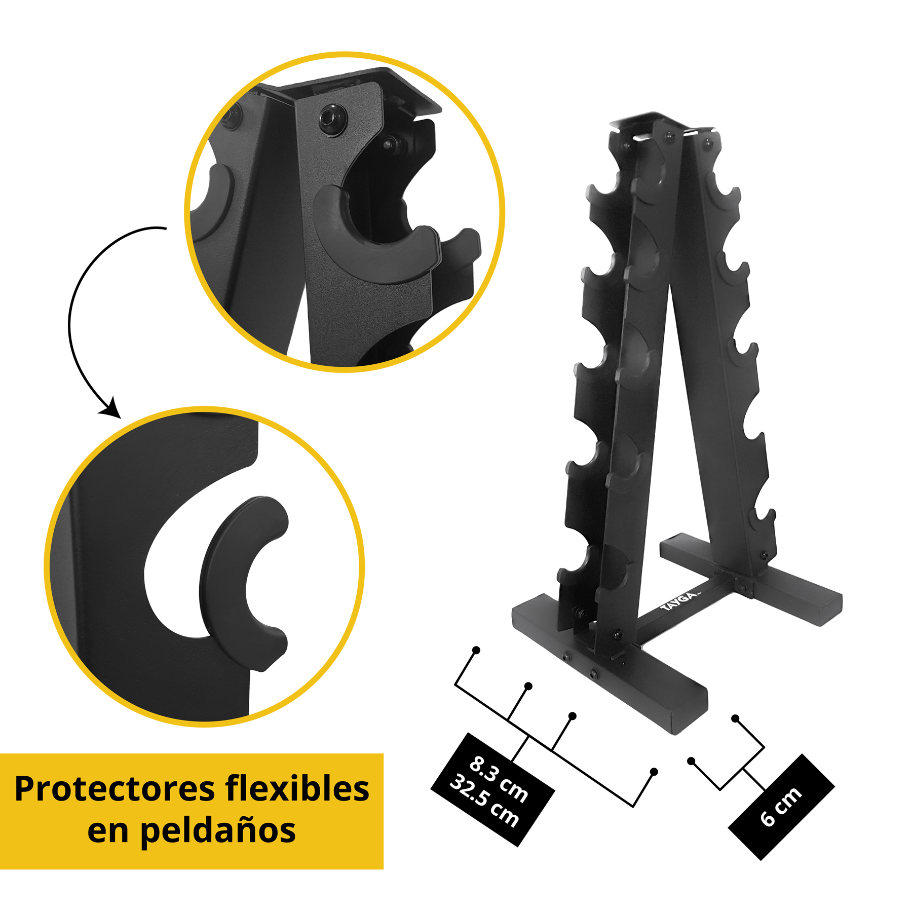 Rack Uso Rudo con Mancuernas de 5lb a 25lb - Tayga - Imagen 4
