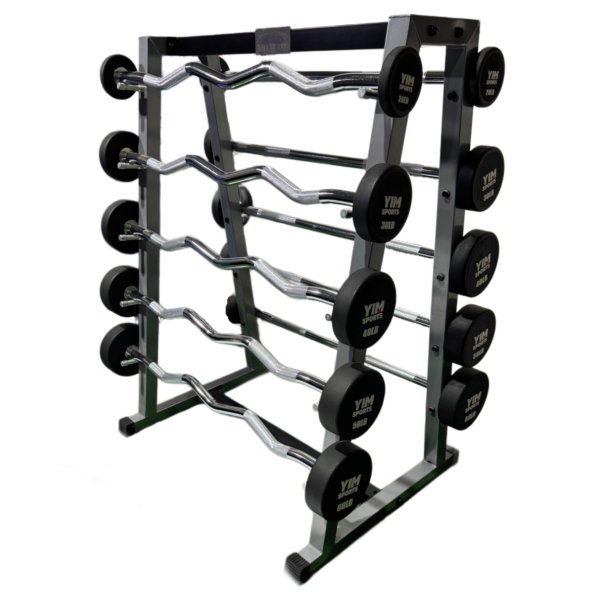 Rack Uso Rudo con 10 Barras de 20 a 60 Lb. - Yim Sports - Imagen 3