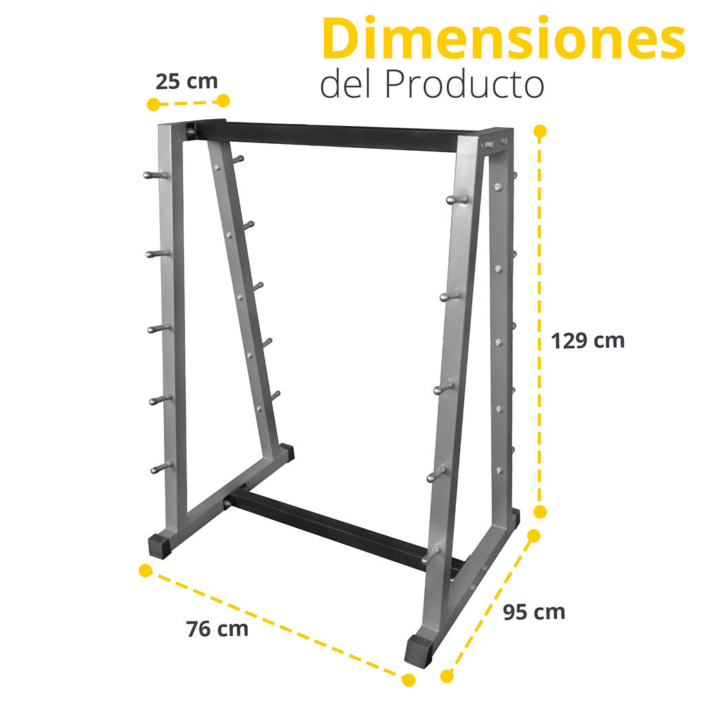 Rack Uso Rudo con 10 Barras de 20 a 60 Lb. - Yim Sports - Imagen 6